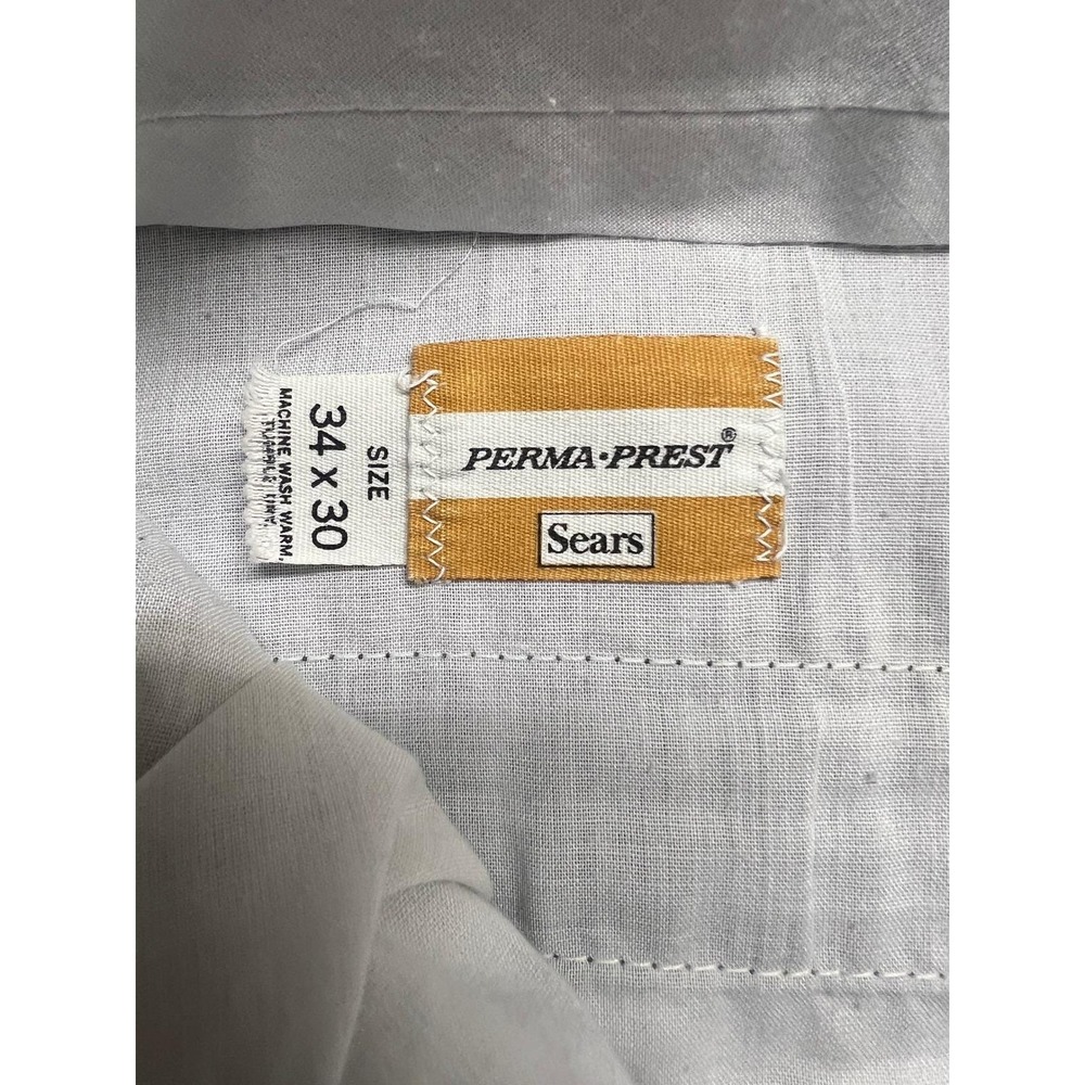 Vintage Sears Perma Prest Mens Green Dress Pants Size 34 x 30 Office Casual - Picture 5 of 13